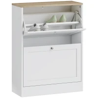 HOMCOM Dulap de pantofi 12 perechi, mobilier de intrare cu 2 sertare rabatabile și rafturi reglabile, 60 x 24 x 80 cm, alb(m-1)