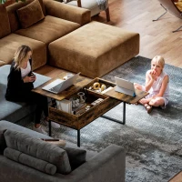 HOMCOM Masă de Cafea Extensibilă cu Encimera Desfășurabilă Închidere Moale Spațiu Ascuns de Depozitare 100x45x67 cm Marrón Rústico(m-5)