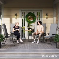 Outsunny Lot de 4 perne de scaun pentru exterior cu curele si banda reglabila, anti-decolorare UPF50+, 124x50x5cm, gri(m-3)