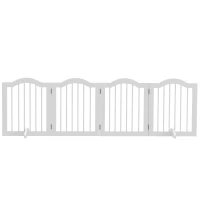 PawHut Barieră de Separare pentru Câini, 4 Panouri, pentru Scări, Holuri, Uși, MDF/Lemn Masiv, Alb(m-6)