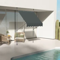Outsunny Parasolar Manual Retractabil 200x120x210-300 cm cu Inaltime Ajustabila Impermeabil si Anti-UV Gri Inchis(m-2)