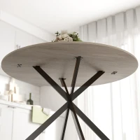 HOMCOM Masă de Dining Rotundă pentru 4 Persoane cu Structură de Oțel Ø120x75 cm Maro Închis(m-5)