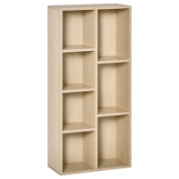 HOMCOM Bibliotecă de Lemn Raft de Cărți cu 7 Compartimente pentru Plante Fișiere 50x24x106 cm Roble