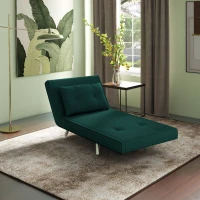 HOMCOM Fotoliu recliner cu funcție de pat, butoane decorative, aspect de pânză, 77 cm x 88 cm x 83 cm, Verde(m-2)