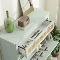 HOMCOM Sertar pentru 12 perechi de pantofi, cu 1 sertar extensibil, 2 sertare pliante, 88 x 30 x 120 cm, Verde(m-4)