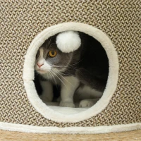 PawHut Turn de zgâriere pentru pisici toner de zgâriere pentru pisici cu sisal pentru zgâriere plafon din pluș perne detașabile Ø 40 x 30 cm cafea(m-5)