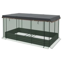 Outsunny Pat înalt cu plasă de protecție pentru păsări și protecție solară, carcasă metalică, 230x110x110 cm, Gri/Verde/Negru(m-6)