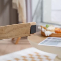 HOMCOM Scaun Tapitat, Umplutură din Spumă, Cadru din Lemn de Cauțiuc, Crem(m-3)