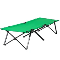 Outsunny Pat de camping pliabil, cu buzunar lateral și suport pentru băuturi, până la 136 kg, 190 x 65 x 40 cm(m-6)