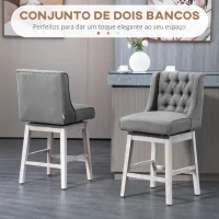 HOMCOM Conjunto de 2 Bancos de Bar com Encosto Giratórios 180° Bancos Altos de Cozinha com Apoio para Pés  45,7x57,2x101 cm Cinzento(m-4)