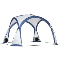 Outsunny Cort de camping dôme pentru familie pentru 6-8 persoane cu 4 uși din plasă cu fermoar, material Oxford detașabil, cârlig pentru lampă, sac de transport dim. 350L x 350l x 230H cm - alb și albastru(m-6)