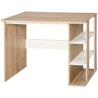 HOMCOM Birou 2 în 1 cu raft 3 nivele, spațiu generos de lucru, lemn de mesteacăn, 100x55x74 cm, pentru birou/dormitor