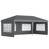 Outsunny Tonelă pop-up pliabilă - cort pentru recepții - 3 x 6 m 3 laturi demontabile gri(m-1)
