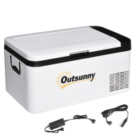 Outsunny Frigider portabil electric 18L 12/24V, congelator -20℃, mânere pliabile, consum redus, 58,5x33,5x29,2 cm, alb