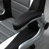 HOMCOM Scaun de Oficiu Reglabil Scaun de Despachet Cu Brațe Rabatabile 5 Roți Suport 120 kg 65x69x112-122 cm Gri(m-3)