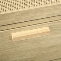 HOMCOM Comoda design boem din ratan cu 3 sertare, mobilier de depozitare pentru living, hol, intrare, lemn natural(m-4)