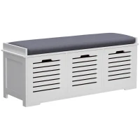 HOMCOM Banc pentru pantofi dulap pentru pantofi cu 3 sertare și pernă detașabilă, dim. 108l x 35A x 43Î cm, alb(m-1)