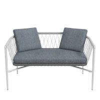 Outsunny Mobilier de grădină, 4 piese, Funcție de leagăn, Perne pentru șezut, Rattan PE, Cadru metalic, Gri(m-4)