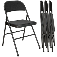 HOMCOM Lot de 4 scaune pliante scaune de masă portabile cadru din oțel 45 x 46 x 78 cm negru