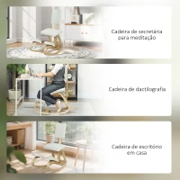 HOMCOM Cadeira Ergonómica de Joelhos com Encosto Almofadas Acolchoadas Estrutura de Madeira para Melhor Postura 51x84x93 cm Creme(m-7)