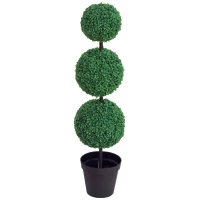 Outsunny Buștean Artificial topiari Artificială în Formă de Bile dim. Ø 30 x 112H cm Verde(m-1)