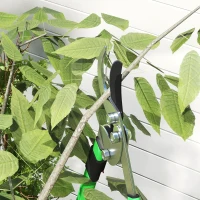 Outsunny Lot de 2 foarfece de grădină, foarfecă pentru gard viu lungime 63,5-78,5 cm tăietor cu enclumă lungime 64,5-90 cm verde și negru(m-5)