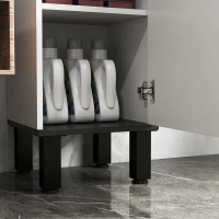 HOMCOM Dulap Înalt de Baie cu Sertar 2 Uși și Rafturi Ajustabile Mobilier Auxiliar de Baie Antirăsturnare 34x32x170 cm Alb(m-5)