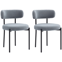 HOMCOM Set de 2 scaune de masă cu spătar din material picioare din oțel 51 x 51 x 76 cm gri