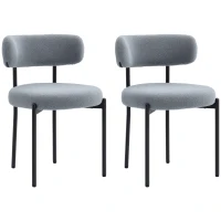 HOMCOM Set de 2 scaune de masă cu spătar din material picioare din oțel 51 x 51 x 76 cm gri(m-1)
