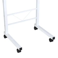 HOMCOM Suport lateral reglabil pe înălțime mobilă masă de cafea cu roți frânare C-Tables Placă de lemn Oțel Metal Plastica Alb Fag 60 x 40 x 68-78 cm(m-4)