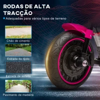 HOMCOM Motocicleta Elétrica para Crianças de 18-36 Meses com Bateria 6V Farol e Rodas Auxiliares Removíveis 76x42x57 cm Rosa(m-6)