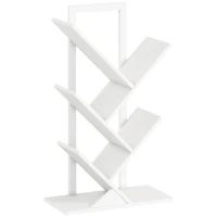 HOMCOM Bibliotecă în Formă de Copac cu 5 Rafturi și Sistem Antivărsare pentru Sufragerie Dormitor 50x24x82 cm Alb(m-7)