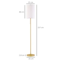 HOMCOM Lampadar design 40 W max. picior oțel dorat abajur material textil cremă dim. 25,5 x 25,5 x 157 cm auriu și bej(m-3)