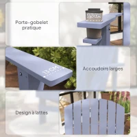 Outsunny Fotoliu de grădină Adirondack mare confort cu suport pentru băuturi integrat lemn de brad tratat vopsit gri(m-4)