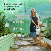 Outsunny Estufa tipo Túnel 397x300x200 cm Estufa de Exterior com 4 Janelas de Malha Cobertura de PE Anti UV e 3 Portas Enroláveis Verde(m-9)