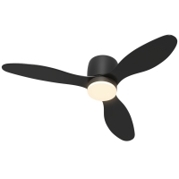 HOMCOM Ventilator de tavan cu lumină și telecomandă, 3 culori de lumină, 6 viteze, Luminozitate reglabilă, Negru