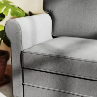 HOMCOM Canapea de 2 locuri, Canapea compactă pentru cameră de zi, Material tip imitație de in, perne moi, cadru din oțel, Gri închis(m-4)