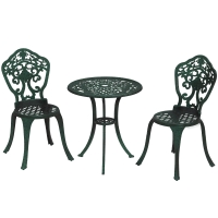 Outsunny Set bistrot pentru grădină din aluminiu, mobilier grădină 3 piese 2 scaune + masă rotundă imitație fier forjat