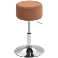 HOMCOM Taburet Inalt de Bucatarie Reglabil in Inaltime 52-66 cm Tapitat in Catifea Rotativ 360° Maro(m-6)
