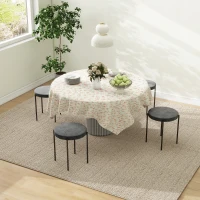 HOMCOM Set de 4 taburete de bucătărie, empilabile, stil catifea, până la 100 kg, cadru din oțel, 41,5 x 41,5 x 46 cm, Gri închis(m-2)