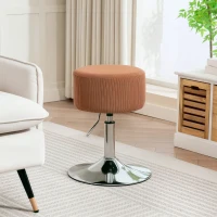 HOMCOM Taburet Inalt de Bucatarie Reglabil in Inaltime 52-66 cm Tapitat in Catifea Rotativ 360° Maro(m-2)