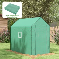 Outsunny Bătătură de înlocuire pentru seră de grădină 140 x 213 x 190 cm cu fereastră, ușă anti-UV pentru grădină - Verde(m-2)