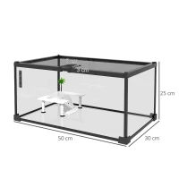 PawHut Cutie pentru reptile cutie de creștere a reptilelor habitat de terariu transparent capac culisant plasă metalică(m-3)