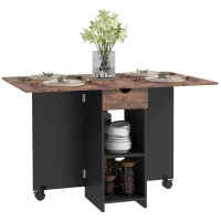 HOMCOM Masă de dining pliabilă masă de bucatărie extensibilă pentru 2 până la 4 persoane 2 abătători 120 x 72 x 75 cm maro rustic și negru(m-6)