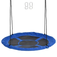 Outsunny Leagăn cu formă de cuib de pasăre rotundă Panier Ø 110 cm 4 inele incluse metal epoxidic Oxford de înaltă densitate Albastru(m-7)