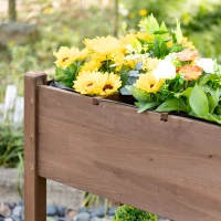 Outsunny Jardinieră pe Picior - Carré potager cu roți - raft, Tavă Rabatabilă, Inserturi de Irigare, Fâș de Drenaj Inclus - Lemn Brad pre-uleiuit(m-4)