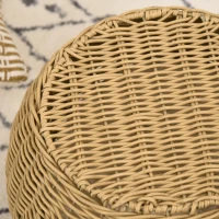 PawHut Coș casă pentru pisici 2 etaje din rășină împletită aspect răchită cu 1 pernă moale Ø 40 x 30 cm maro deschis(m-5)