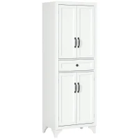 HOMCOM Bufet înalt armoire de cuisine 4 uși 2 dulapuri si 1 sertar central inaltime 170 cm cu raft reglabil alb(m-1)