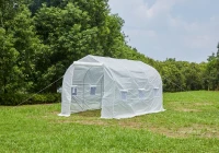 Outsunny Seră de Grădină Tunel 4x2x2 m cu 6 Ferestre Respirabile și Ușă Rulabilă cu Fermoar Grădină Alb(m-1)