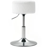 HOMCOM Taburet, cu pernă, cu cadru metalic, aspect de catifea, înălțime reglabilă, 360° rotativ alb(m-5)